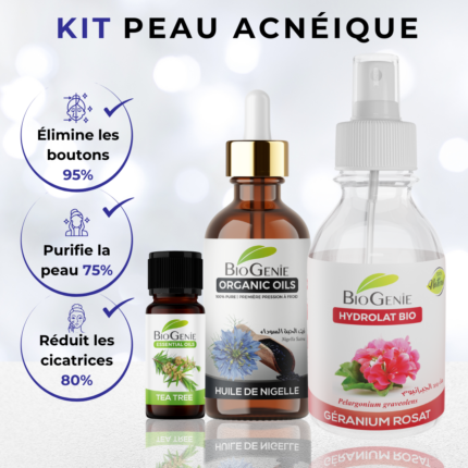 geranium, nigelle, tea tree