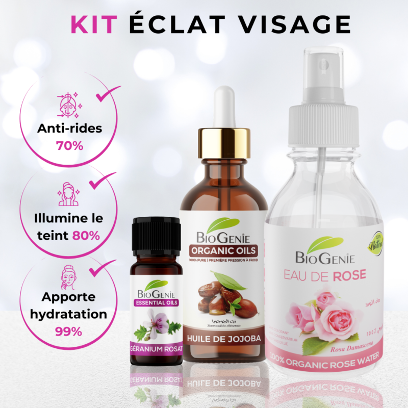 eau de rose, jojoba, geranium